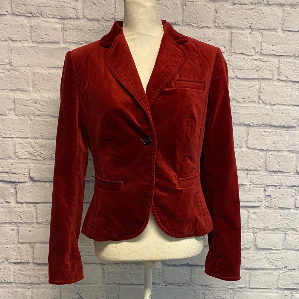 The Limited Rich Red Velvet Blazer Size 8